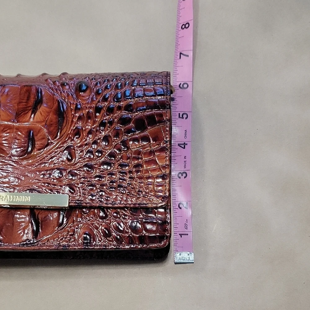 Brahmin's Genuine Leather Pecan Signature Crocodile Embossed Leather Handbag
